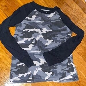 Boys camo grey black long sleeve 4T gently used.